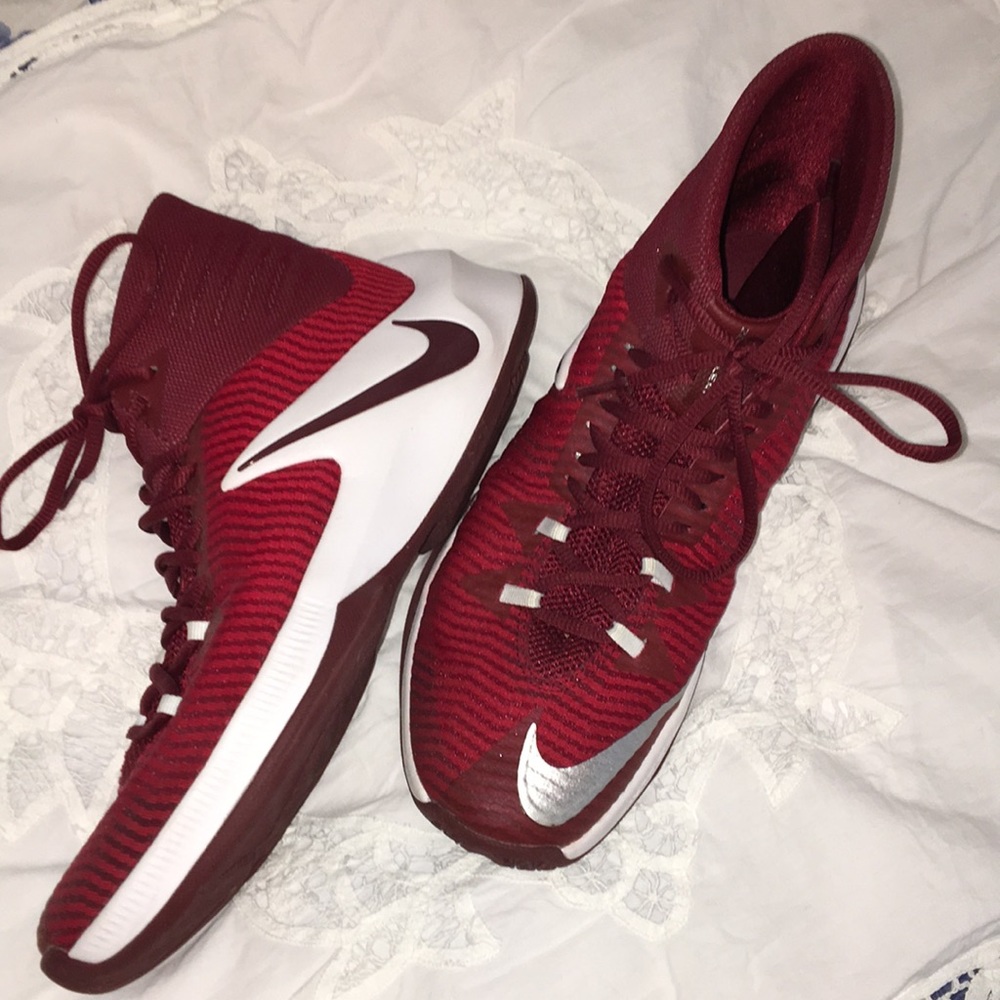 Red Nike basketball shoes